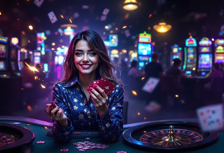 Live Teen Patti dealer studio on tumi123 login showing multiple camera angles and card table